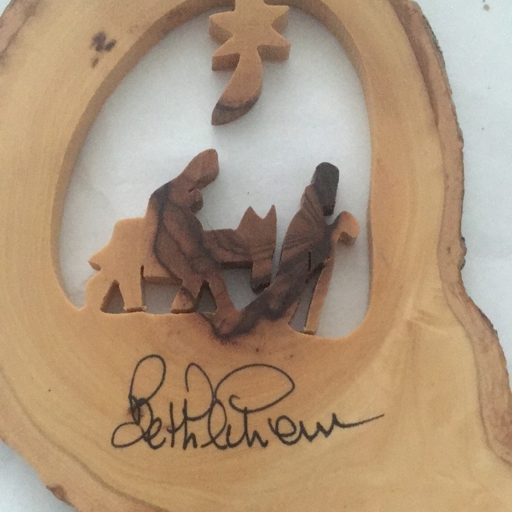 Bethlehem Nativity Scene Christmas Wooden Hanging Ornament 4”